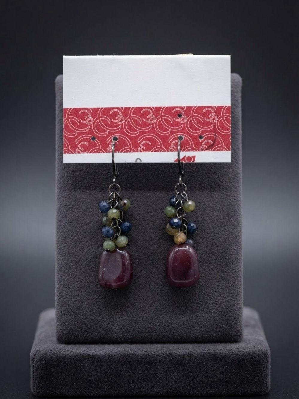 Charming Charlie Multicolor Beaded Drop Earrings with Berry Stones